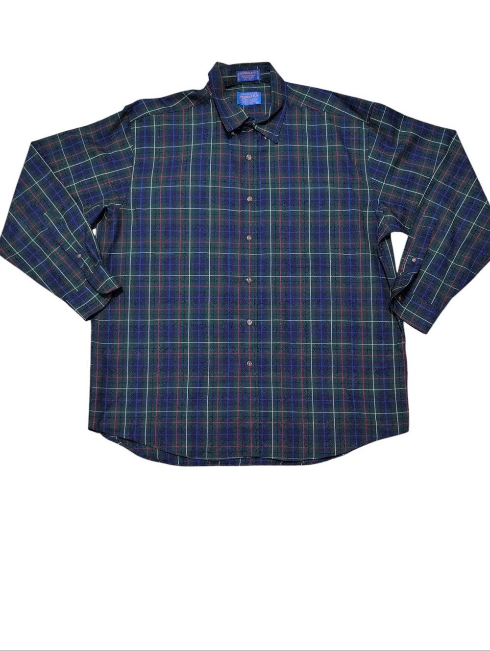 Pendleton Mens Hunting Tartan Plaid Wool Blue Long Sleeve Button Front Shirt XL